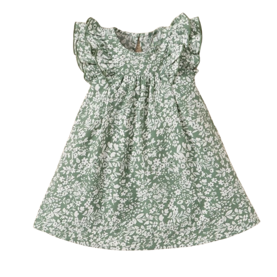 Green Floral Babydoll Dress