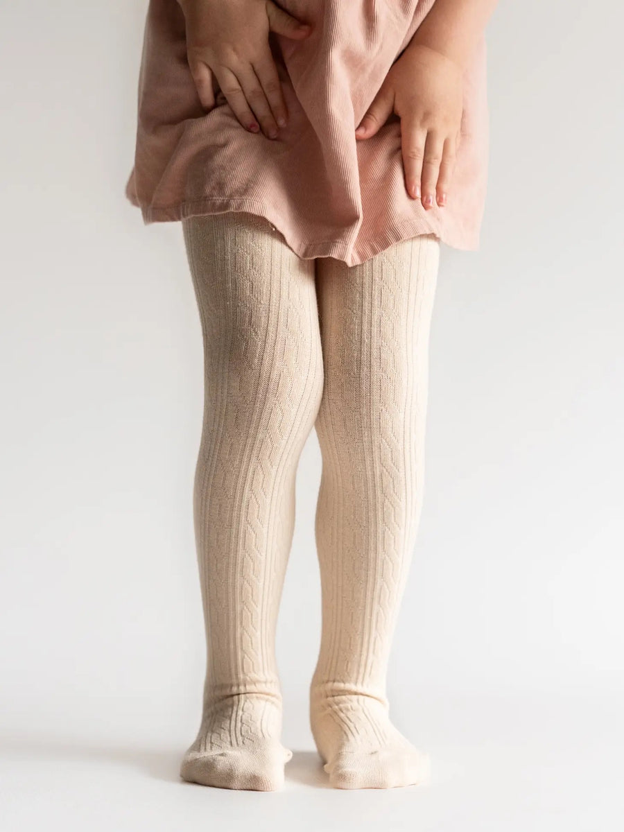 Cable Knit Tights | Vanilla