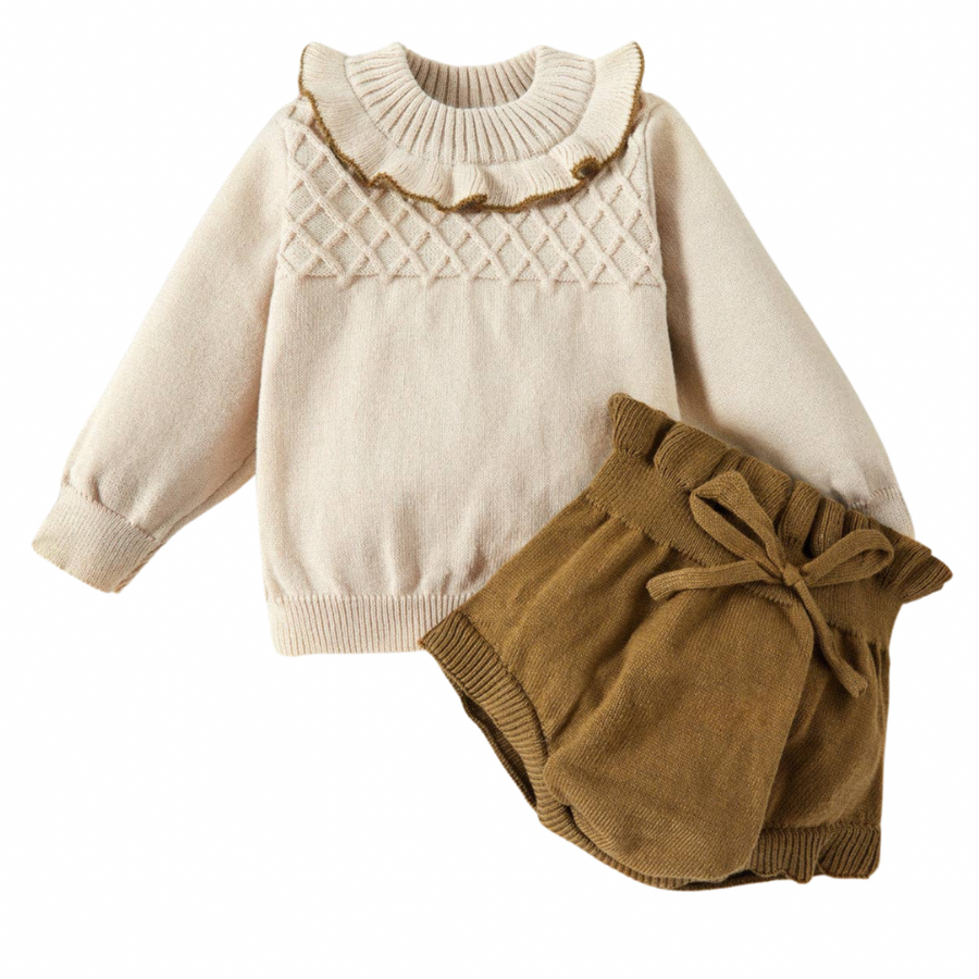 Knitted Sweater Pullover and Bumie Set