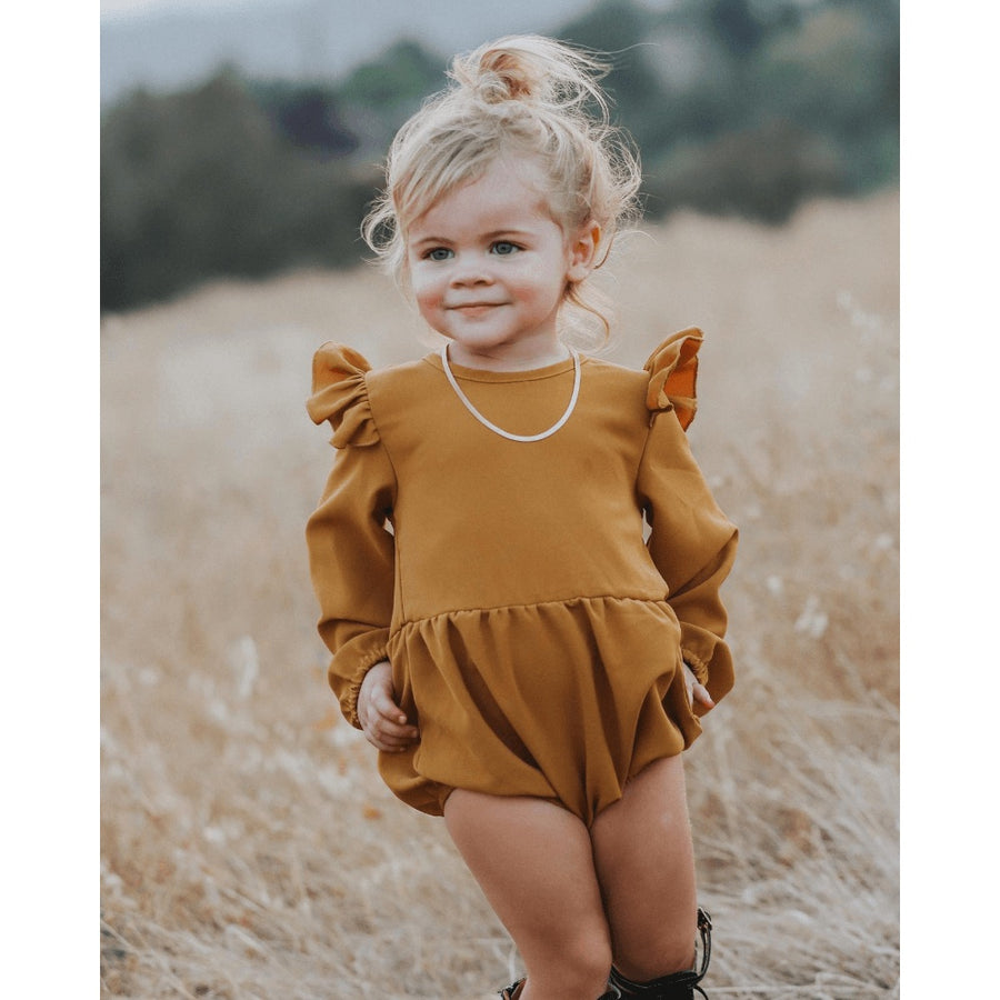 Mustard Ruffle Bubble Romper