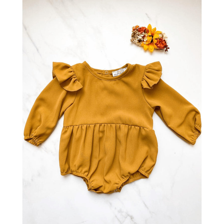 Mustard Ruffle Bubble Romper