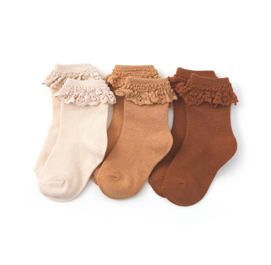 3 pack- Lace Top Ankle Sock