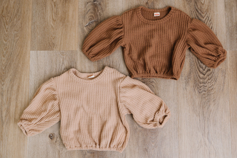 Baylee Waffle Knit Bubble Sweater